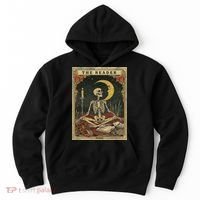 The Reader – Skeleton Tarot Card Funny Mystic Hoodie thumb 0