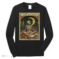 The Reader – Skeleton Tarot Card Funny Mystic Long Sleeve Shirt thumb 0