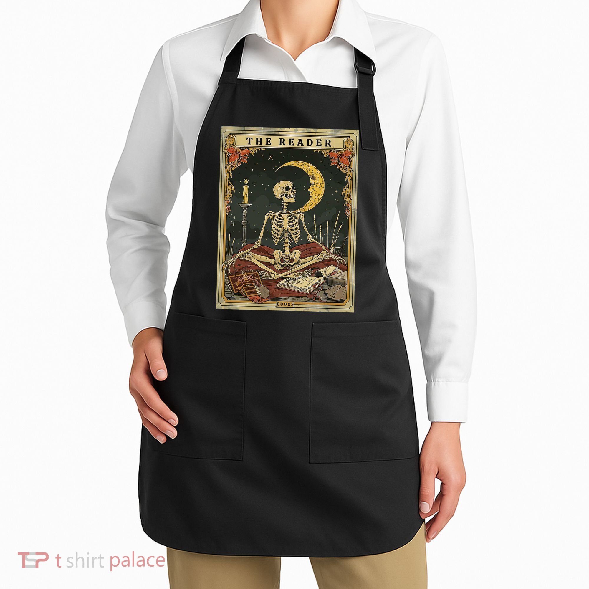 The Reader – Skeleton Tarot Card Funny Mystic Apron