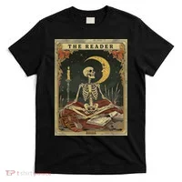 The Reader – Skeleton Tarot Card Funny Mystic T-Shirt thumb 0