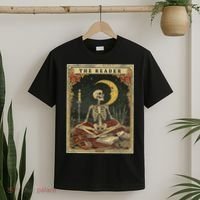 The Reader – Skeleton Tarot Card Funny Mystic T-Shirt thumb 2