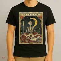 The Reader – Skeleton Tarot Card Funny Mystic T-Shirt thumb 3