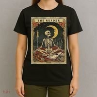 The Reader – Skeleton Tarot Card Funny Mystic T-Shirt thumb 4