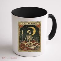 The Reader – Skeleton Tarot Card Funny Mystic Coffee Mug thumb 1