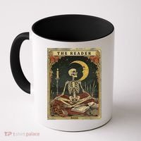 The Reader – Skeleton Tarot Card Funny Mystic Coffee Mug thumb 0