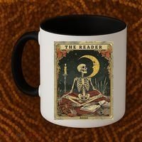The Reader – Skeleton Tarot Card Funny Mystic Coffee Mug thumb 2