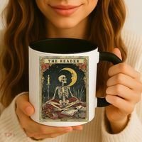 The Reader – Skeleton Tarot Card Funny Mystic Coffee Mug thumb 3