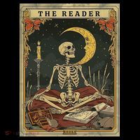 The Reader – Skeleton Tarot Card Funny Mystic Coaster thumb 2