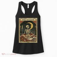 The Reader – Skeleton Tarot Card Funny Mystic Women's Tank Top thumb 0