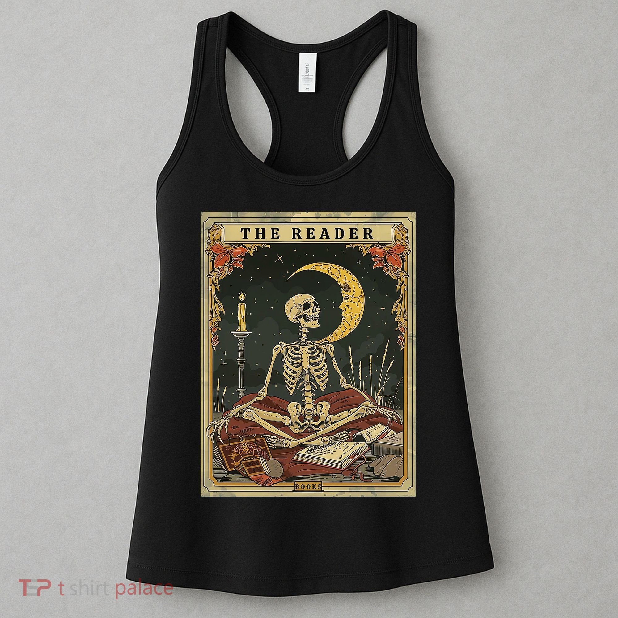 The Reader – Skeleton Tarot Card Funny Mystic Women's Tank Top