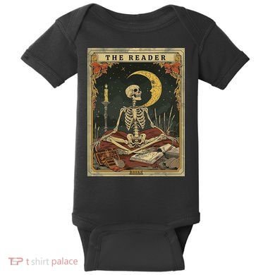 The Reader – Skeleton Tarot Card Funny Mystic Baby Bodysuit