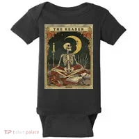 The Reader – Skeleton Tarot Card Funny Mystic Baby Bodysuit thumb 0