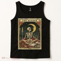 The Reader – Skeleton Tarot Card Funny Mystic Tank Top thumb 2