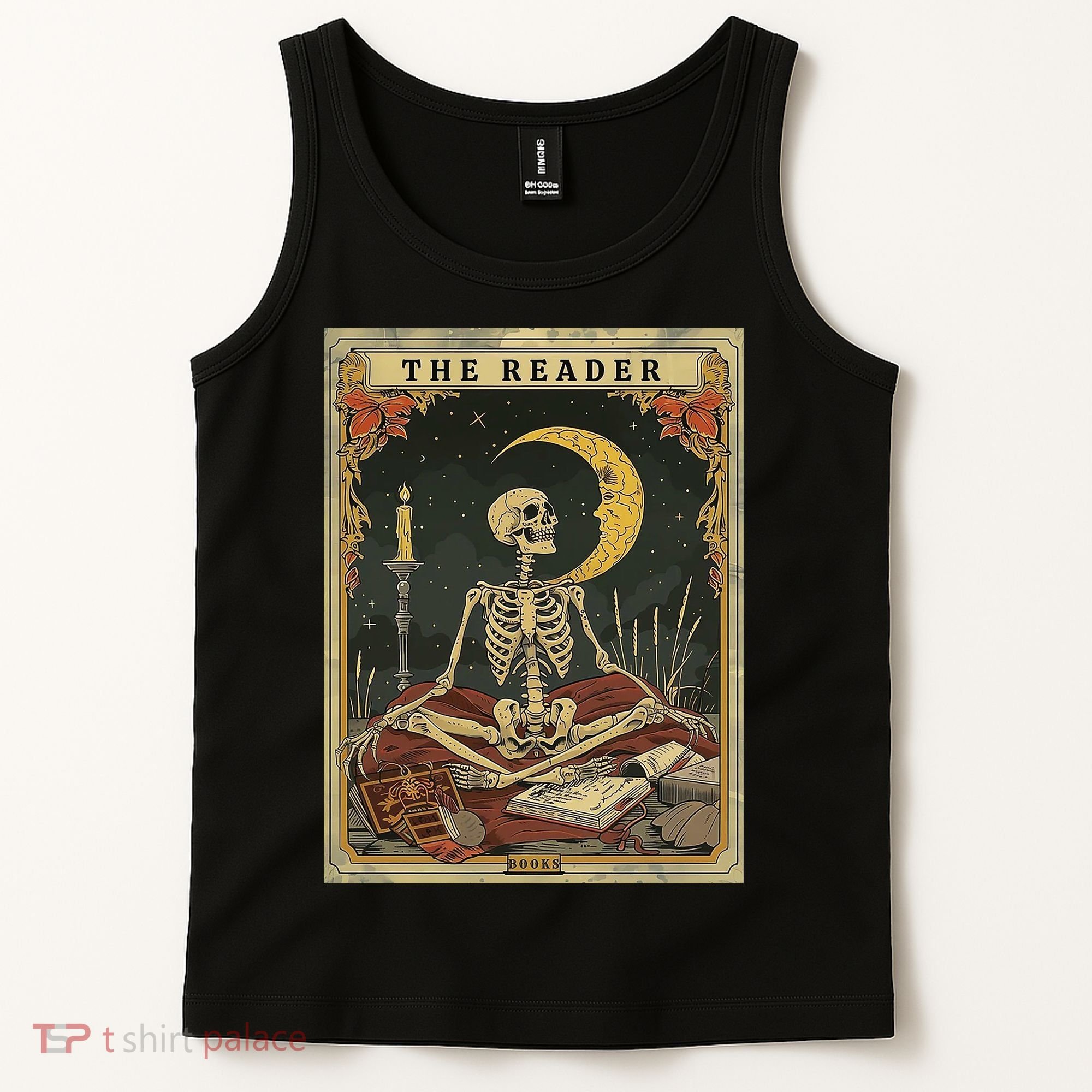 The Reader – Skeleton Tarot Card Funny Mystic Tank Top