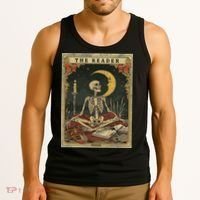 The Reader – Skeleton Tarot Card Funny Mystic Tank Top thumb 3