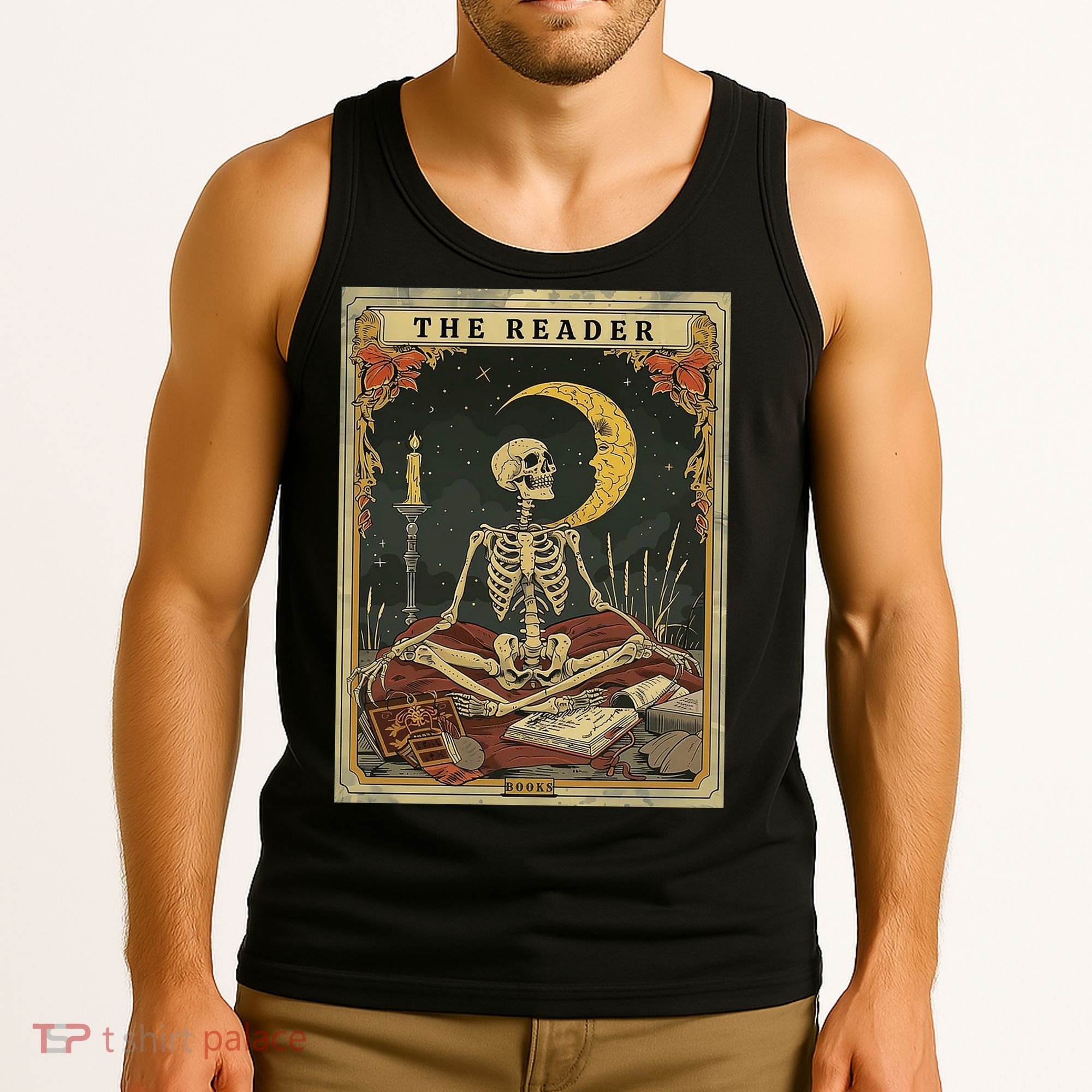The Reader – Skeleton Tarot Card Funny Mystic Tank Top