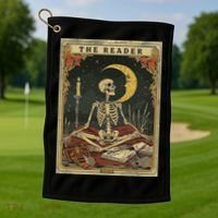 The Reader – Skeleton Tarot Card Funny Mystic Golf Towel thumb 1