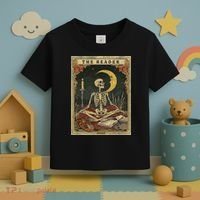 The Reader – Skeleton Tarot Card Funny Mystic Toddler T-Shirt thumb 3