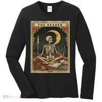 The Reader – Skeleton Tarot Card Funny Mystic Women's Long Sleeve Shirt thumb 0