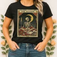The Reader – Skeleton Tarot Card Funny Mystic Women's T-Shirt thumb 2