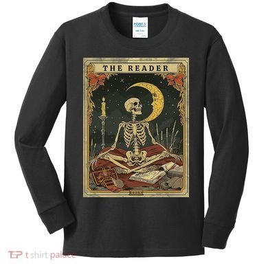 The Reader – Skeleton Tarot Card Funny Mystic Kids Long Sleeve Shirt