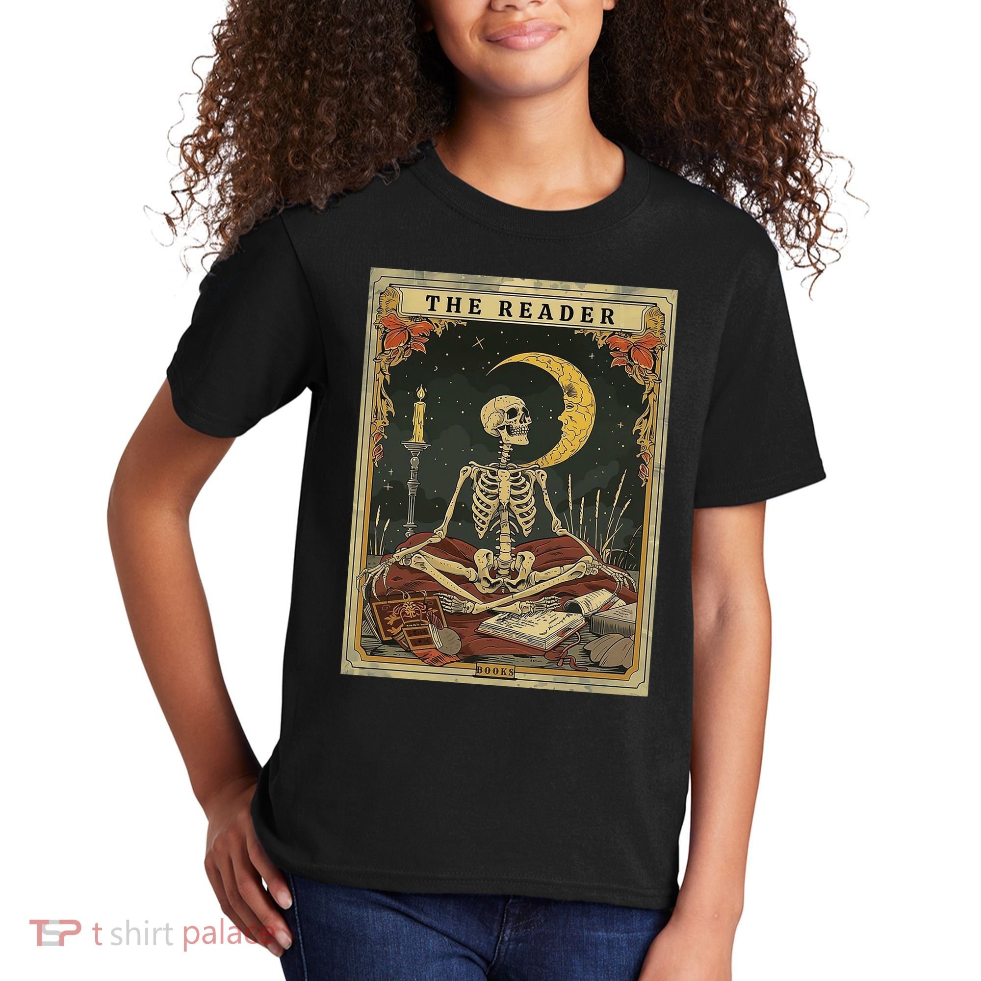 The Reader – Skeleton Tarot Card Funny Mystic Kids T-Shirt