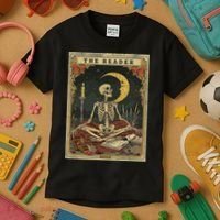 The Reader – Skeleton Tarot Card Funny Mystic Kids T-Shirt thumb 3
