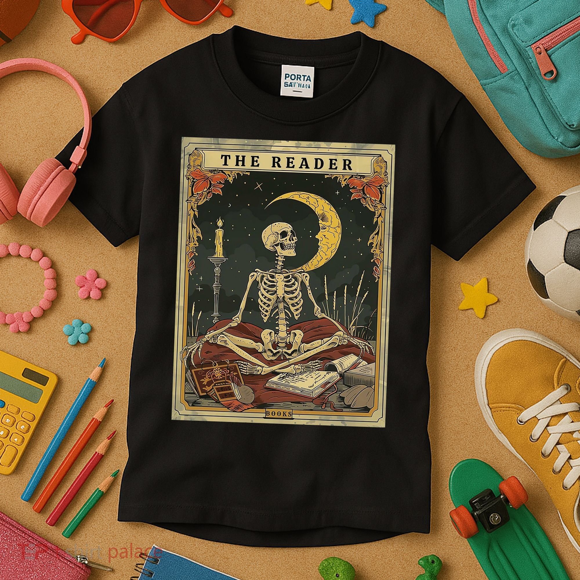 The Reader – Skeleton Tarot Card Funny Mystic Kids T-Shirt
