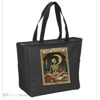 The Reader – Skeleton Tarot Card Funny Mystic Tote Bag thumb 2