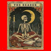 The Reader – Skeleton Tarot Card Funny Mystic Santa Hat thumb 1
