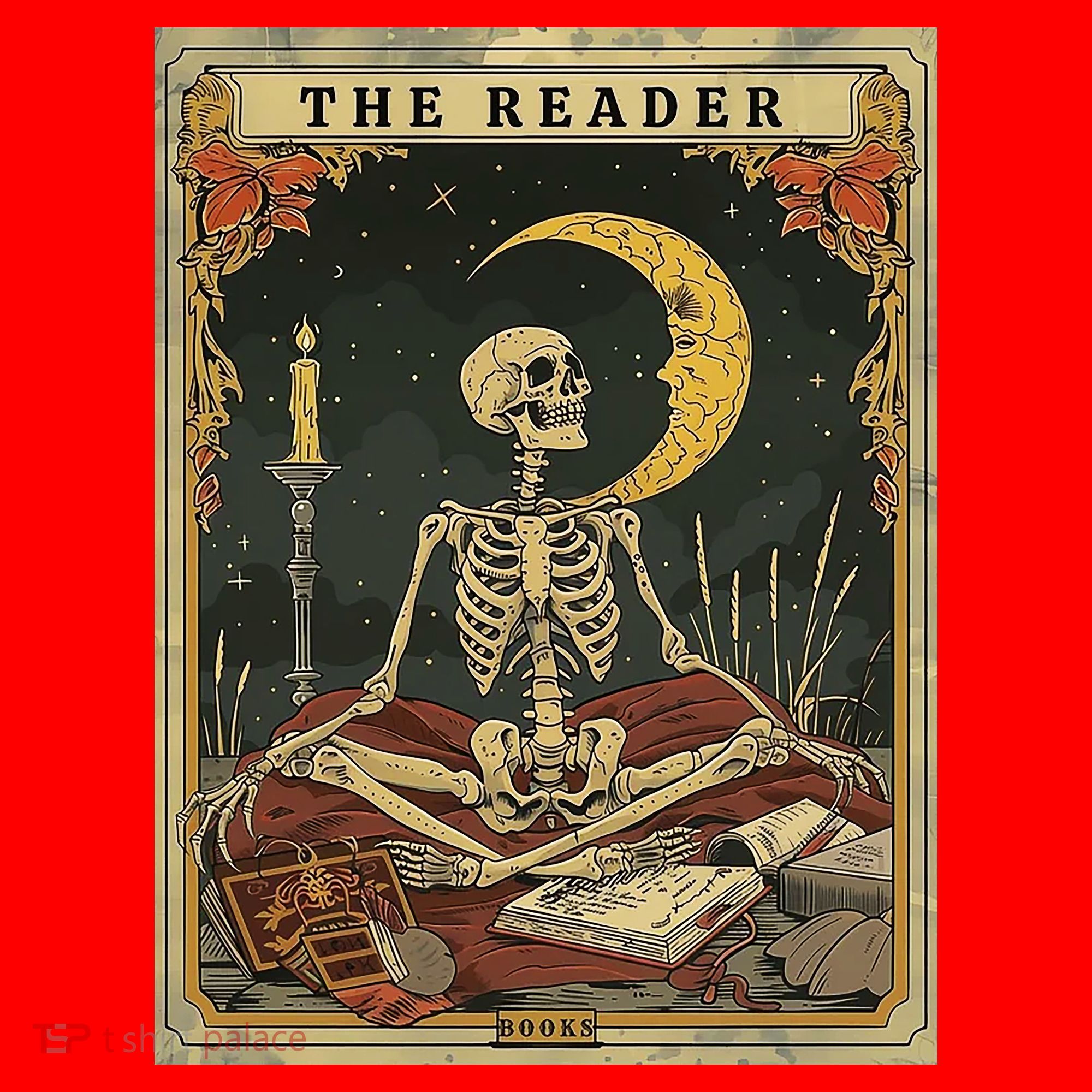 The Reader – Skeleton Tarot Card Funny Mystic Santa Hat