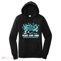 Teal Ribbon Survivor Groovy Ovarian Cancer Awareness Gift Women's Hoodie thumb 0