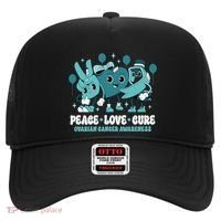 Teal Ribbon Survivor Groovy Ovarian Cancer Awareness Gift Hat thumb 0