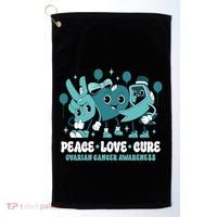 Teal Ribbon Survivor Groovy Ovarian Cancer Awareness Gift Golf Towel thumb 0