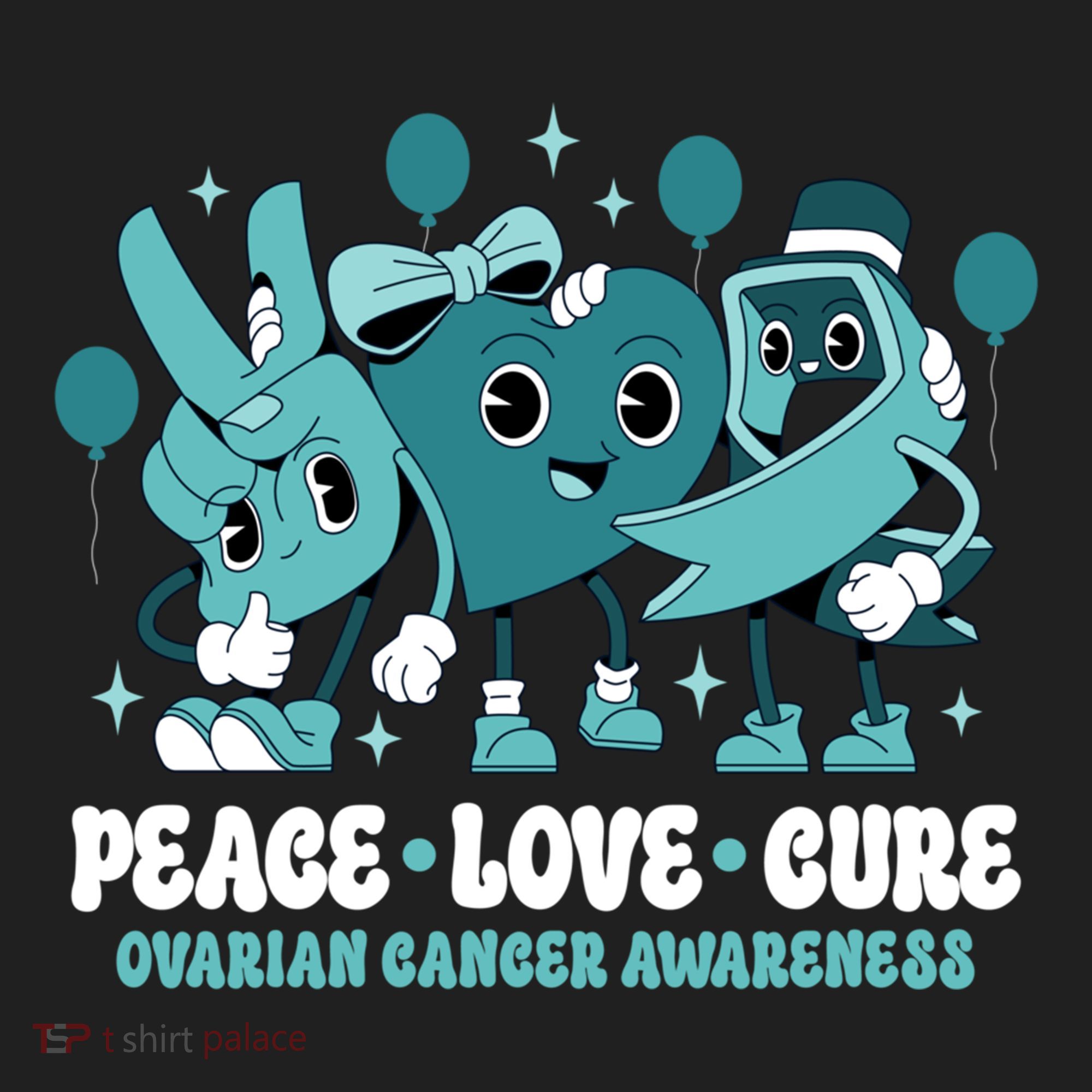 Teal Ribbon Survivor Groovy Ovarian Cancer Awareness Gift Golf Towel