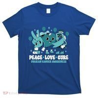 Teal Ribbon Survivor Groovy Ovarian Cancer Awareness Gift T-Shirt thumb 0