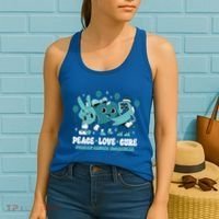 Teal Ribbon Survivor Groovy Ovarian Cancer Awareness Gift Women's Tank Top thumb 2