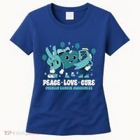 Teal Ribbon Survivor Groovy Ovarian Cancer Awareness Gift Women's T-Shirt thumb 0