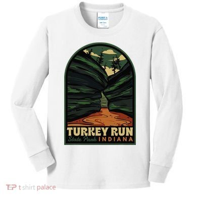 Turkey Run State Park Indiana Vintage Badge Kids Long Sleeve Shirt