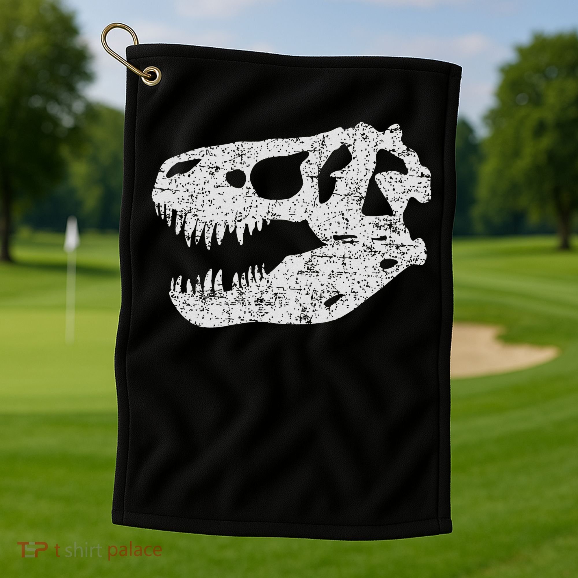 T Rex Skull Tyrannosaurus Rex Dinosaur Fossil Golf Towel