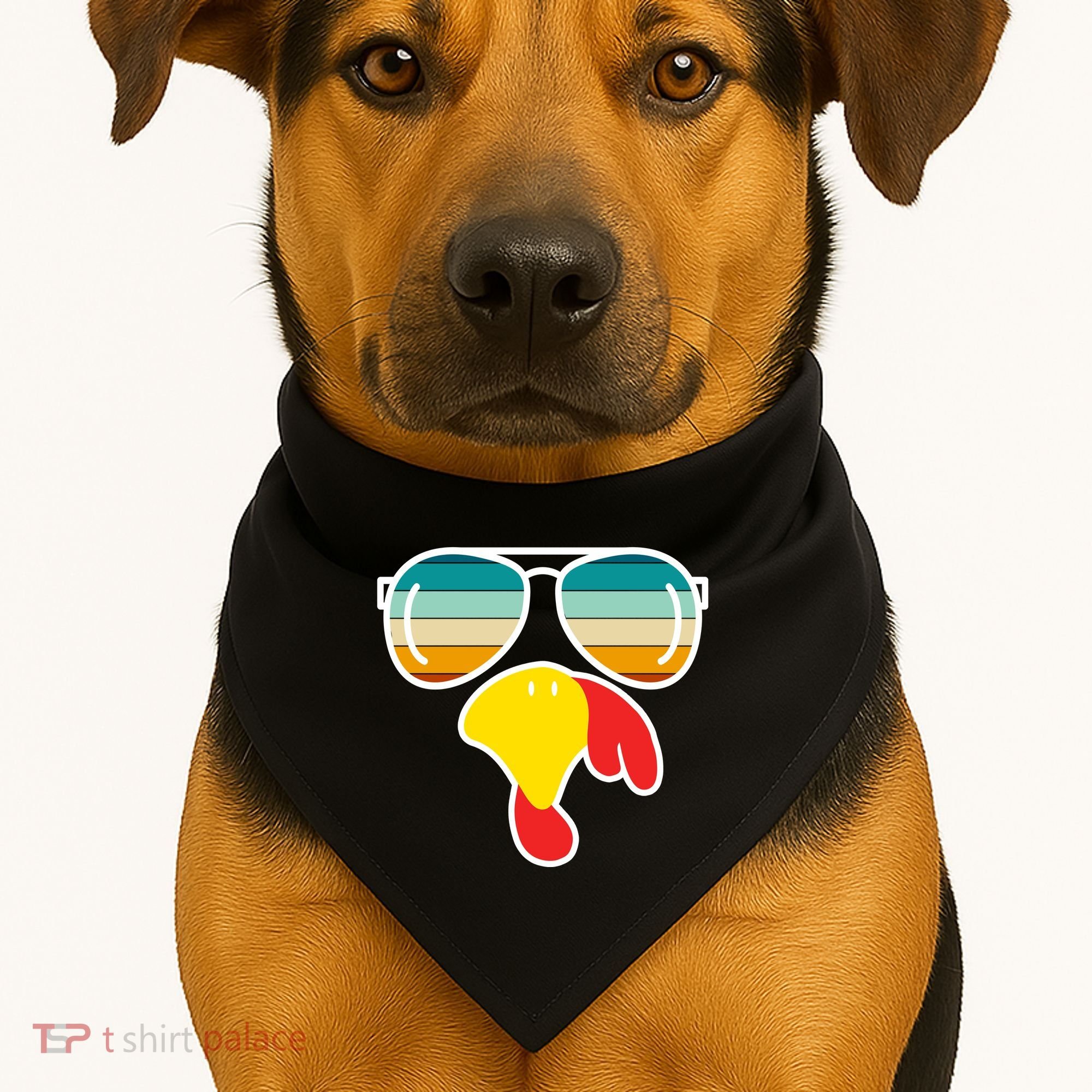 Turkey Retro Sunset Cool Thanksgiving USA-Made Doggie Bandana