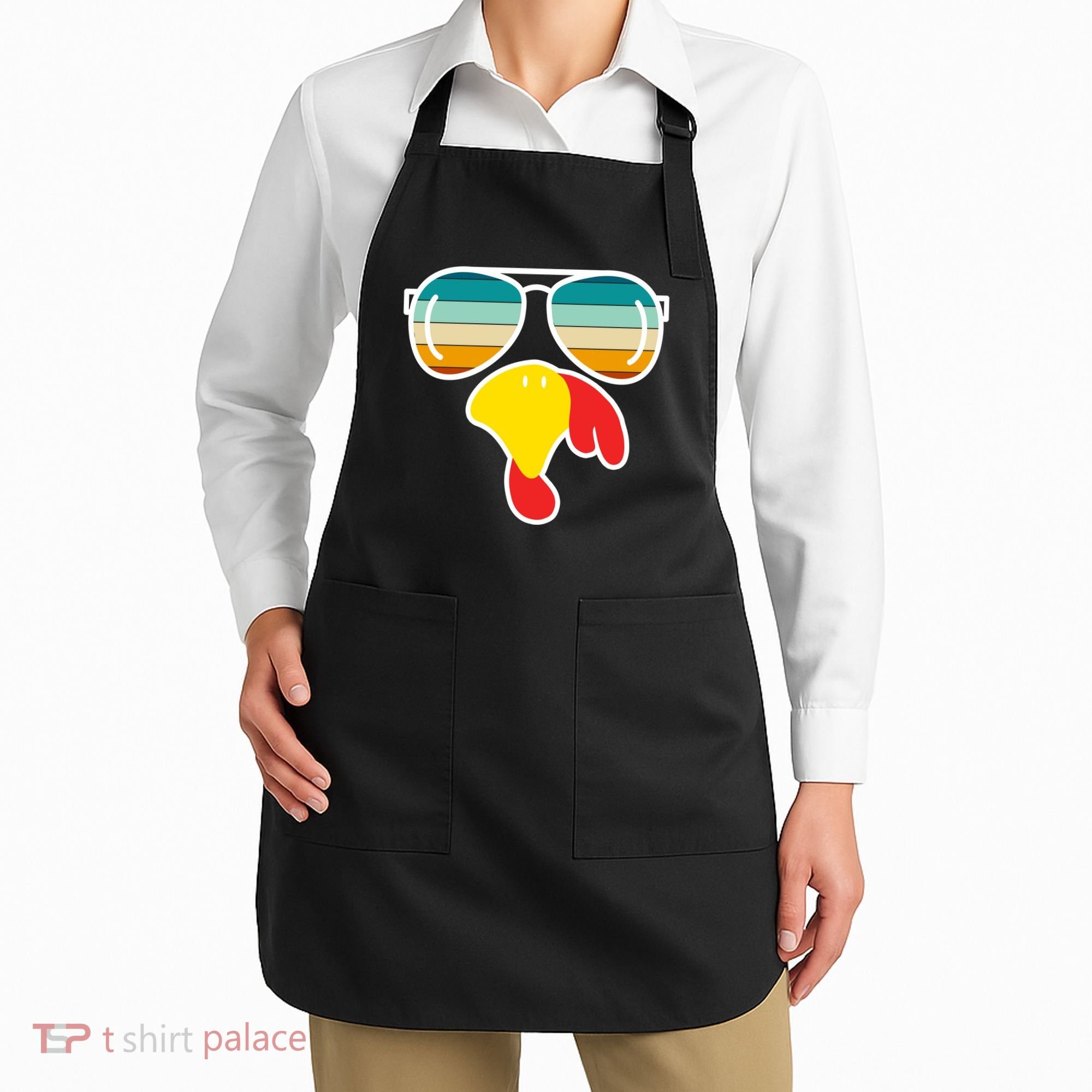 Turkey Retro Sunset Cool Thanksgiving Apron
