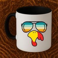 Turkey Retro Sunset Cool Thanksgiving Coffee Mug thumb 2
