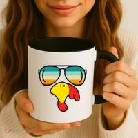 Turkey Retro Sunset Cool Thanksgiving Coffee Mug thumb 3