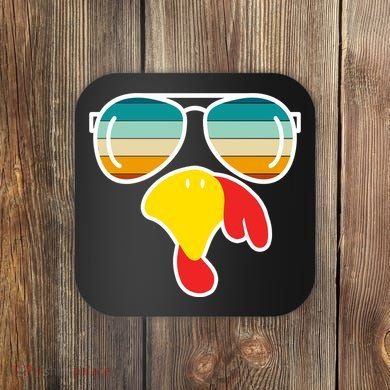 Turkey Retro Sunset Cool Thanksgiving Coaster