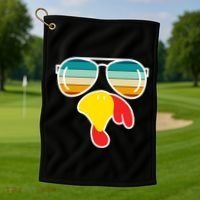 Turkey Retro Sunset Cool Thanksgiving Golf Towel thumb 1