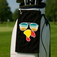 Turkey Retro Sunset Cool Thanksgiving Golf Towel thumb 2