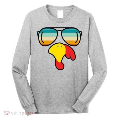 Turkey Retro Sunset Cool Thanksgiving Long Sleeve Shirt