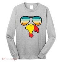 Turkey Retro Sunset Cool Thanksgiving Long Sleeve Shirt thumb 0
