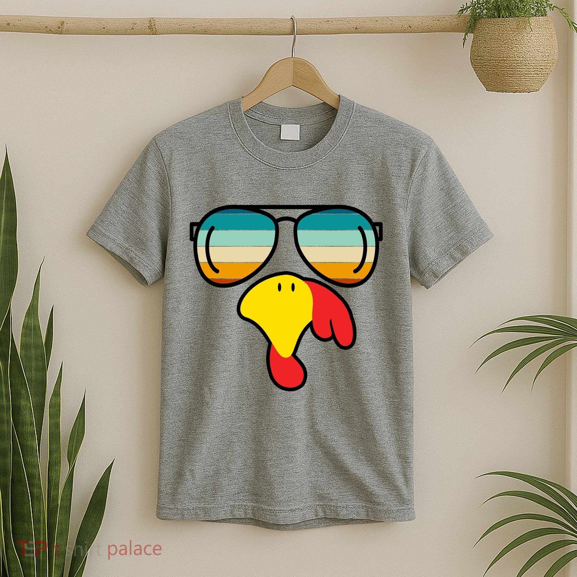 Turkey Retro Sunset Cool Thanksgiving T-Shirt